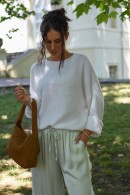 BÍLÝ SVETR DÁMSKÝ Z ALPAKY PECA del SOL