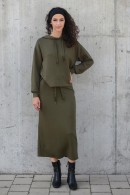 KHAKI SUKNĚ MIDI S VÝRAZNÝM ROZPARKEM Vero Moda