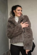 DÁMSKÝ HNĚDÝ CHLUPATÝ KABÁTEK Rino Pelle