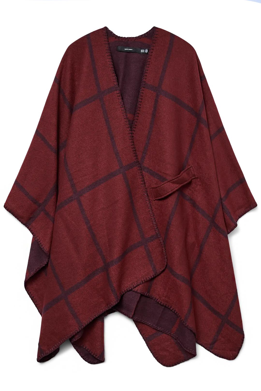 KOSTKOVANÉ DÁMSKÉ PONČO BORDÓ
