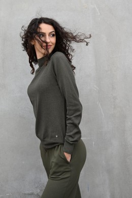 [REDB66] TMAVĚ ZELENÝ TŘPYTIVÝ SVETR DÁMSKÝ