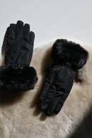 ČERNÉ HŘEJIVÉ RUKAVICE S KOŽÍŠKEM Rino Pelle