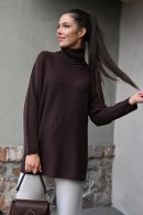 DLOUHÝ ROLÁKOVÝ SVETR ČOKOLÁDOVĚ HNĚDÝ PECA del SOL