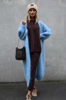 NEBESKY MODRÝ DLOUHÝ TEPLÝ KARDIGAN Z MOHÉRU PECA del SOL