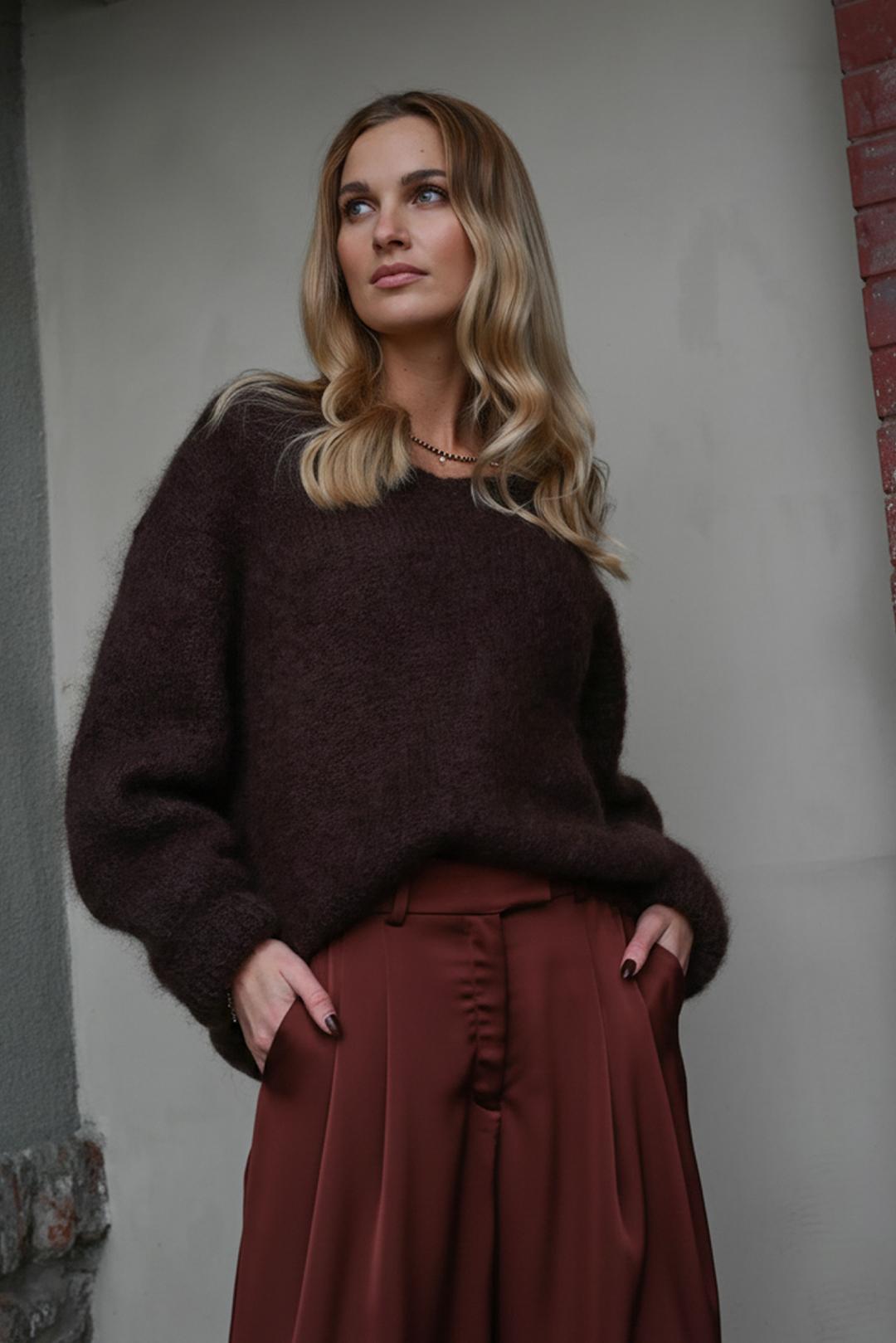 [PDS312] BURGUNDY MOHÉROVÝ SVETR