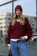 VÍNOVÝ OVERSIZE SVETR JdY