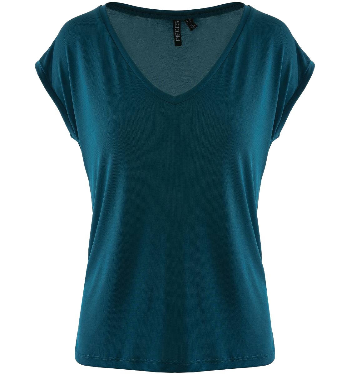 PETROLEJOVÉ DÁMSKÉ MODALOVÉ TRIČKO S VÝSTŘIHEM DO V