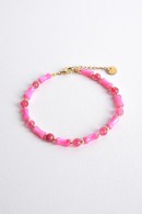 KORÁLKOVÝ RŮŽOVÝ NÁRAMEK S CHIRURGICKOU OCELÍ PECA del SOL