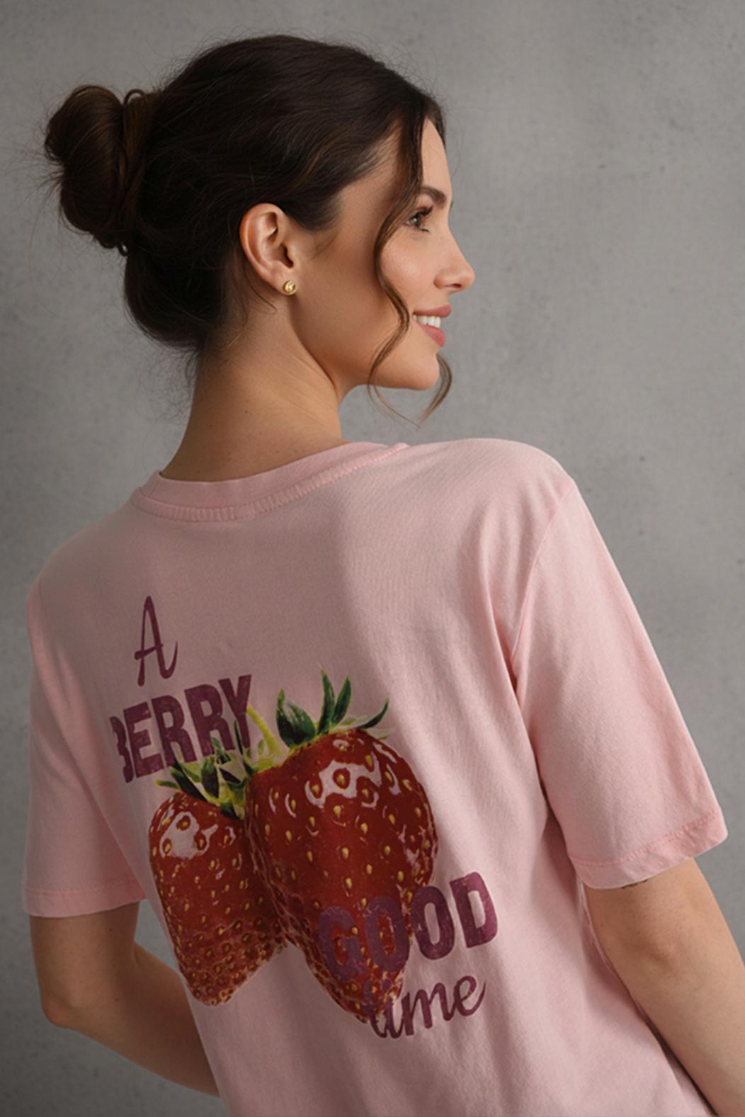 [ONLY303] RŮŽOVÉ TRIČKO S POTISKEM NA ZÁDECH BERRY GOOD