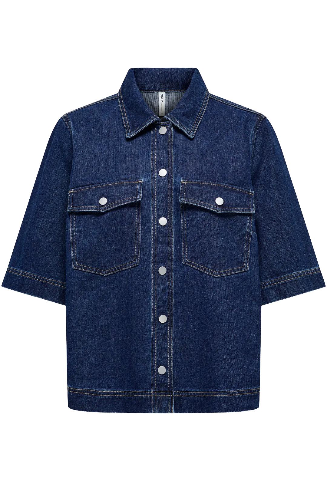 DŽÍNOVÁ KOŠILE DÁMSKÁ S KRÁTKÝM RUKÁVEM