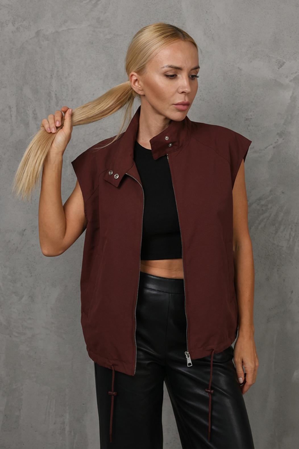 [VRM880] OVERSIZED KRÁTKÁ VESTA DÁMSKÁ  bordó