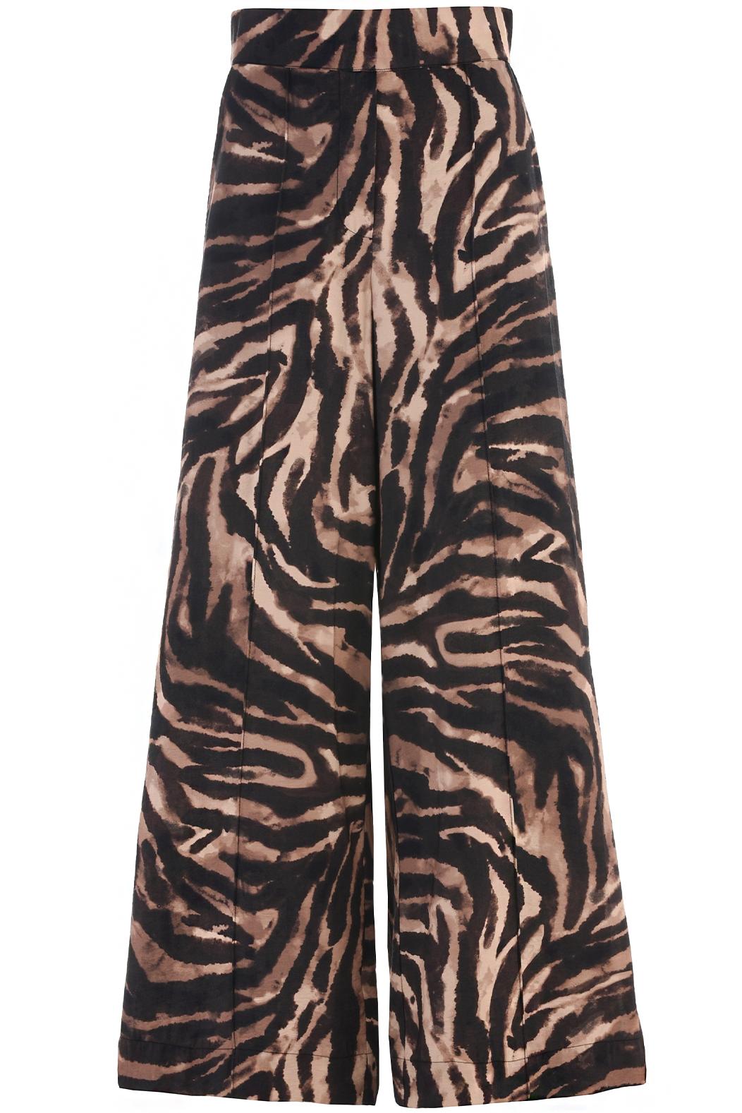 VZOROVANÉ ŠIROKÉ KALHOTY S ROZPARKEM Rino Pelle