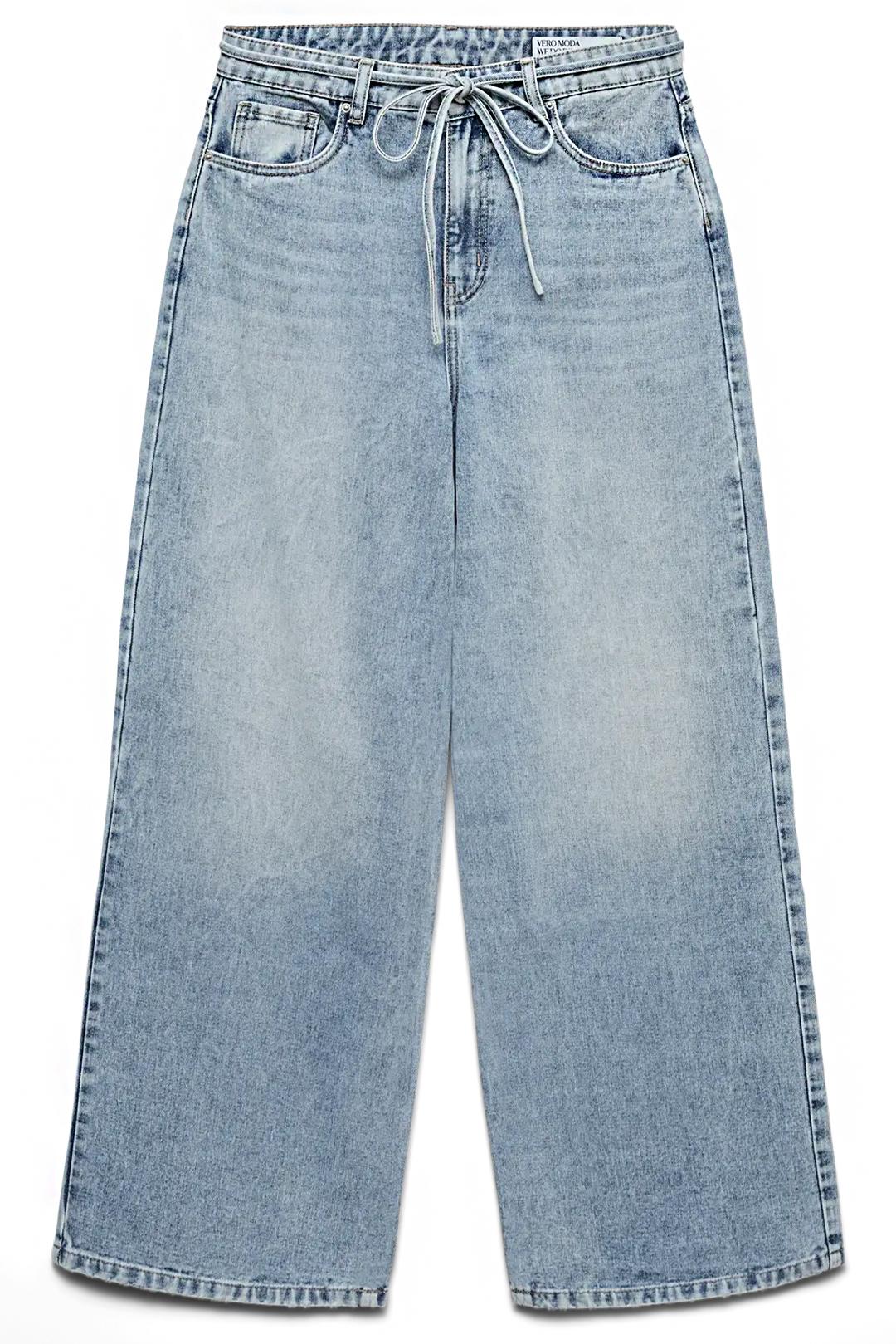 MODERNÍ SVĚTLÉ DŽÍNY ŠIROKÉ S TKANIČKOU