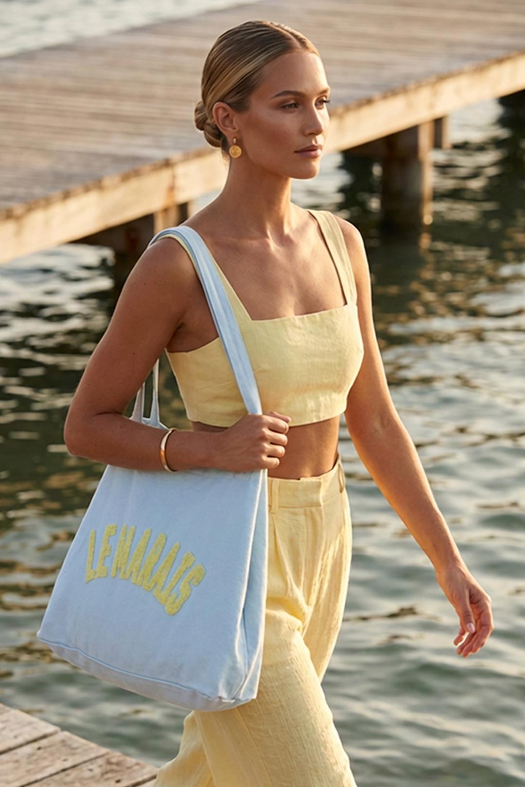 [PDS426] PASTELOVĚ MODRÁ PLÁTĚNÁ TAŠKA VELKÁ  Le Marais