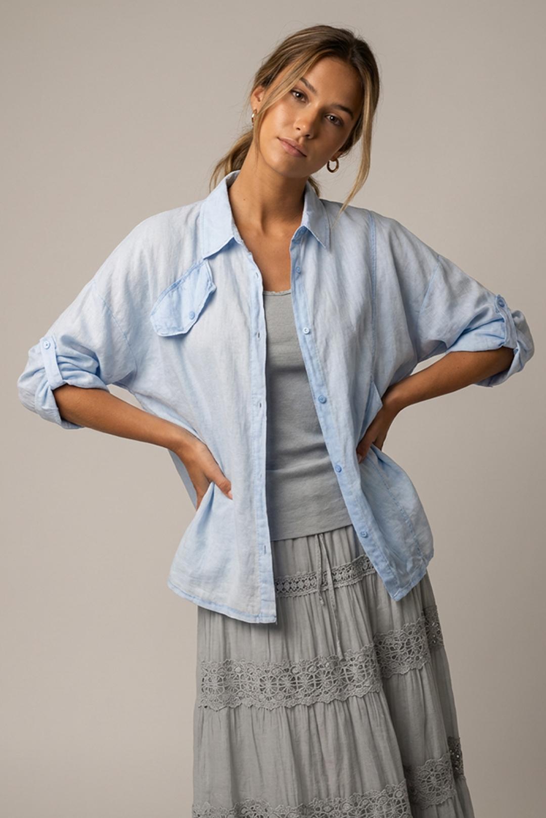 BAVLNĚNÁ OVERSIZED KOŠILE MODRÁ