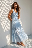 DLOUHÁ LETNÍ SUKNĚ PASTELOVĚ MODRÁ PECA del SOL