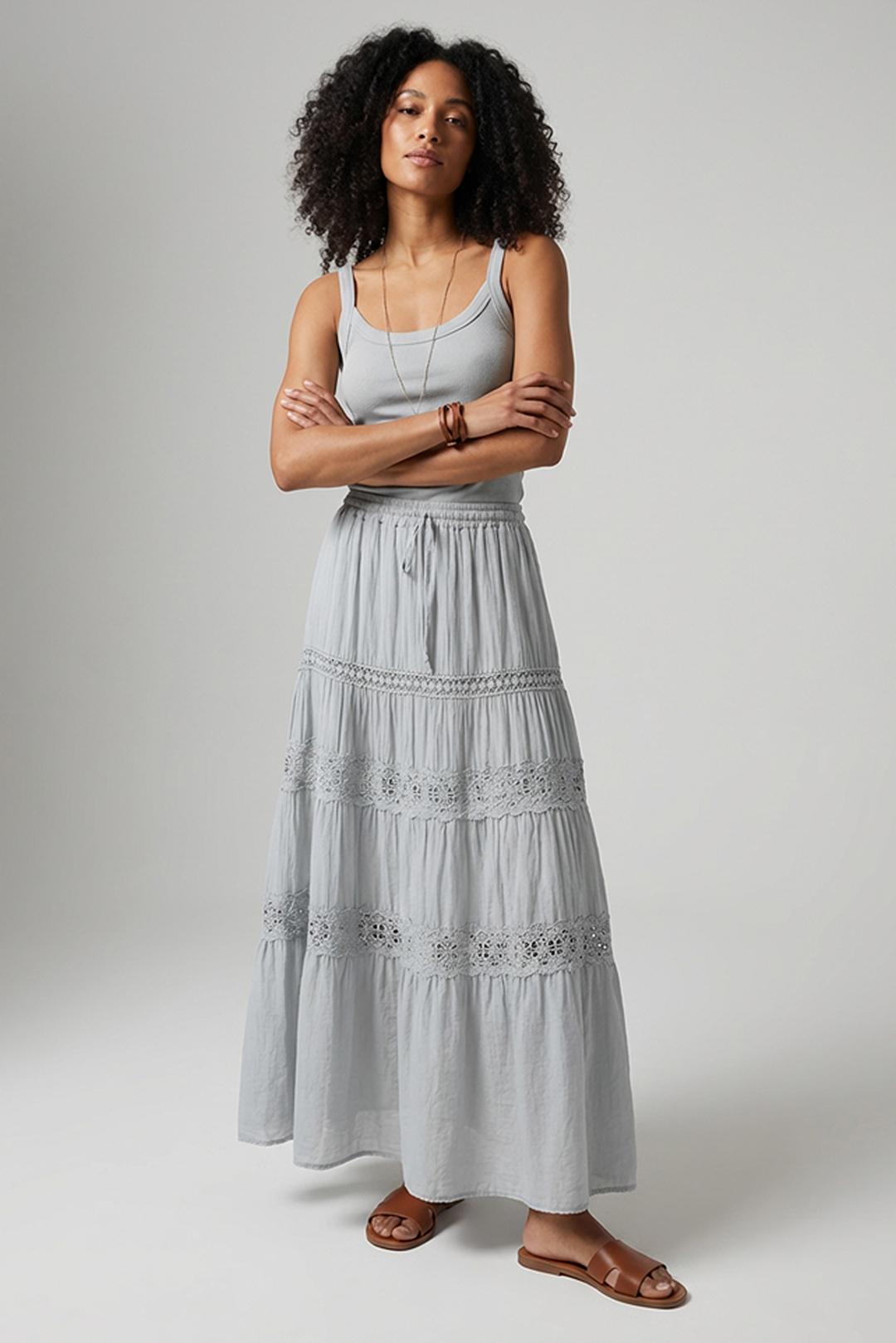 ŠEDÁ DÁMSKÁ DLOUHÁ SUKNĚ