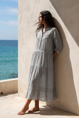 [PDS436] LETNÍ DLOUHÉ BOHO ŠATY ŠEDÉ