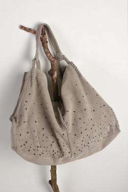 [RINOP568] SVĚTLÁ VELKÁ BOHO KABELKA Z BROUŠENÉ KŮŽE Rino Pelle