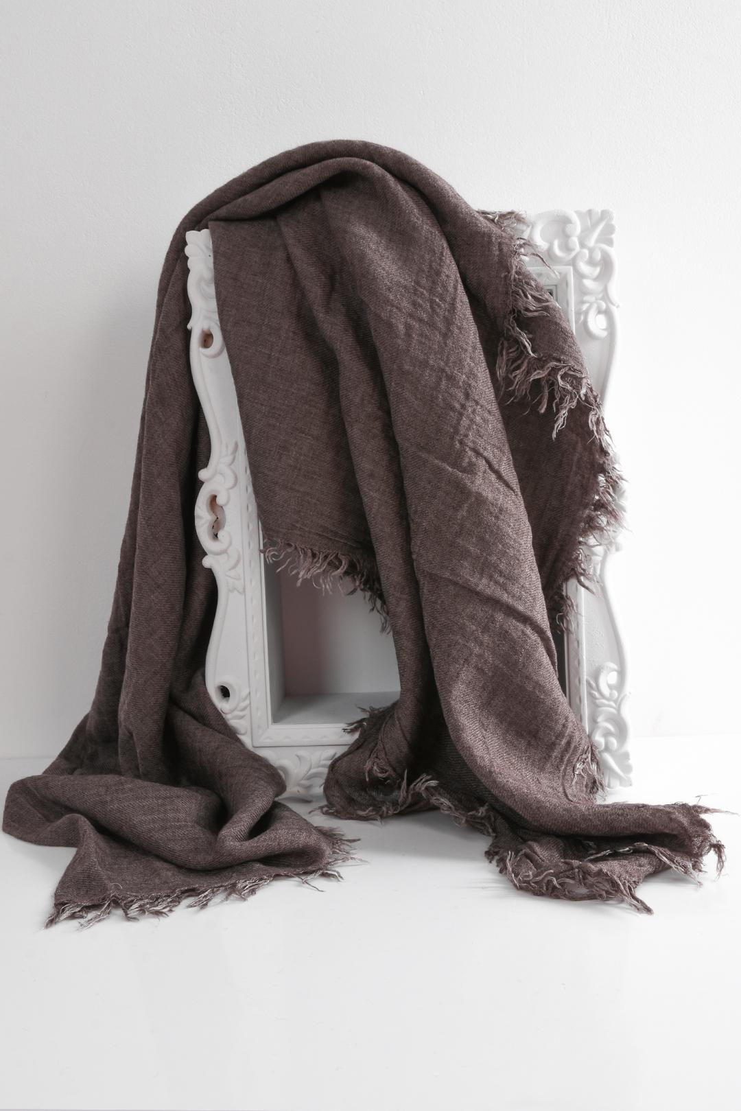 HNĚDÝ VELKÝ ŠÁTEK Z TENCELU A VLNY  Espresso Brown