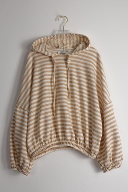 [PDS444] BÉŽOVÁ PRUHOVANÁ MIKINA DÁMSKÁ  Cappuccino Stripe