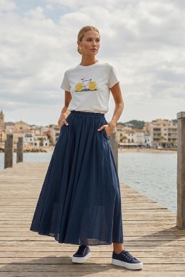 [PDS448] NAVY MAXI SUKNĚ S KAPSAMI