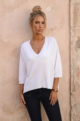 [PDS458] LEHKÉ BÍLÉ ÚPLETOVÉ TRIČKO S VÝSTŘIHEM