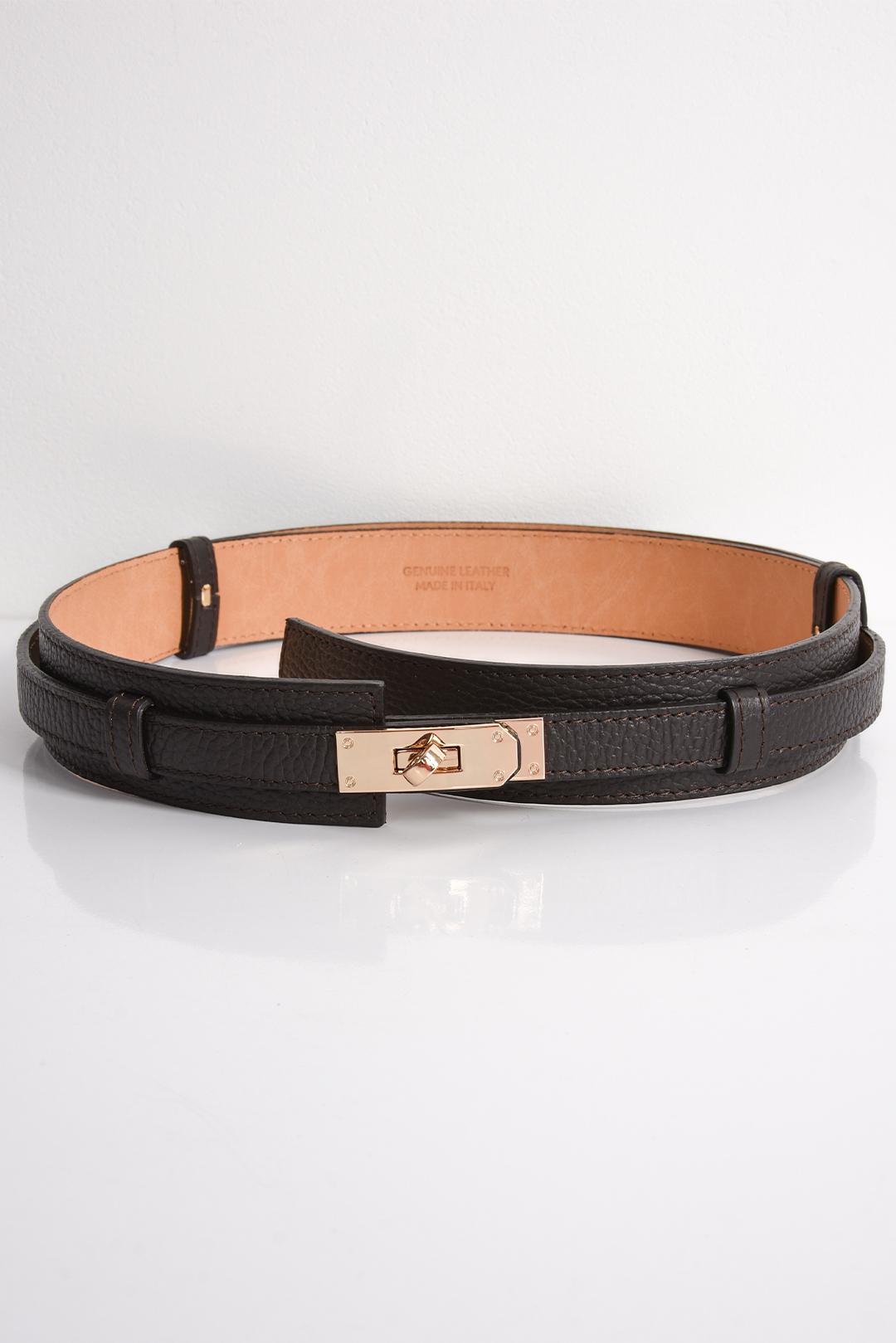 HNĚDÝ KOŽENÝ PÁSEK DÁMSKÝ