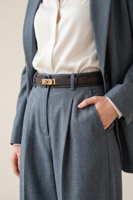 [PDS465] HNĚDÝ KOŽENÝ PÁSEK DÁMSKÝ