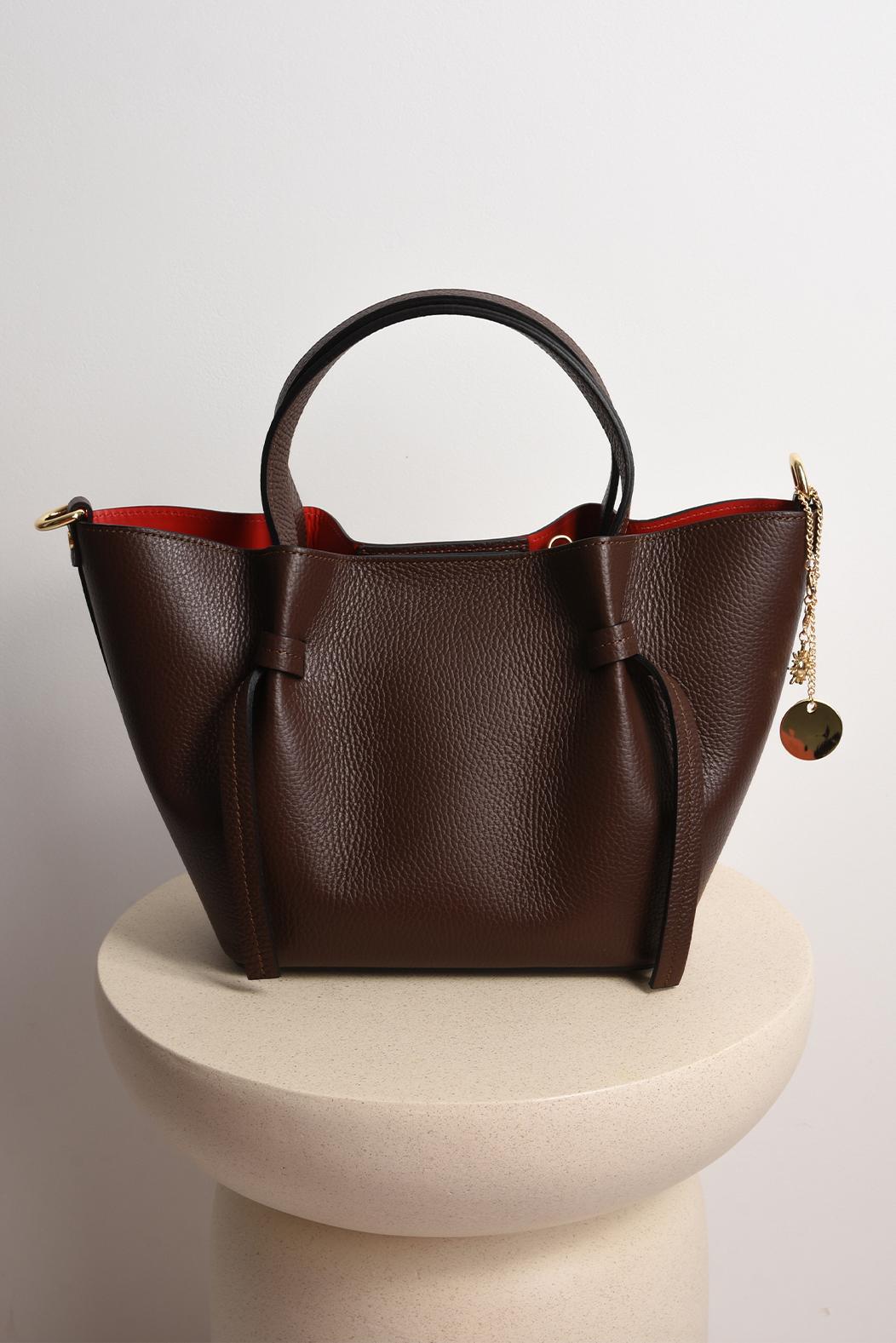 ČOKOLÁDOVÁ MINI TOTE BAG KABELKA KOŽENÁ