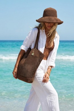 [PDS469] HNĚDÁ VELKÁ SLAMĚNÁ KABELKA  Tote bag