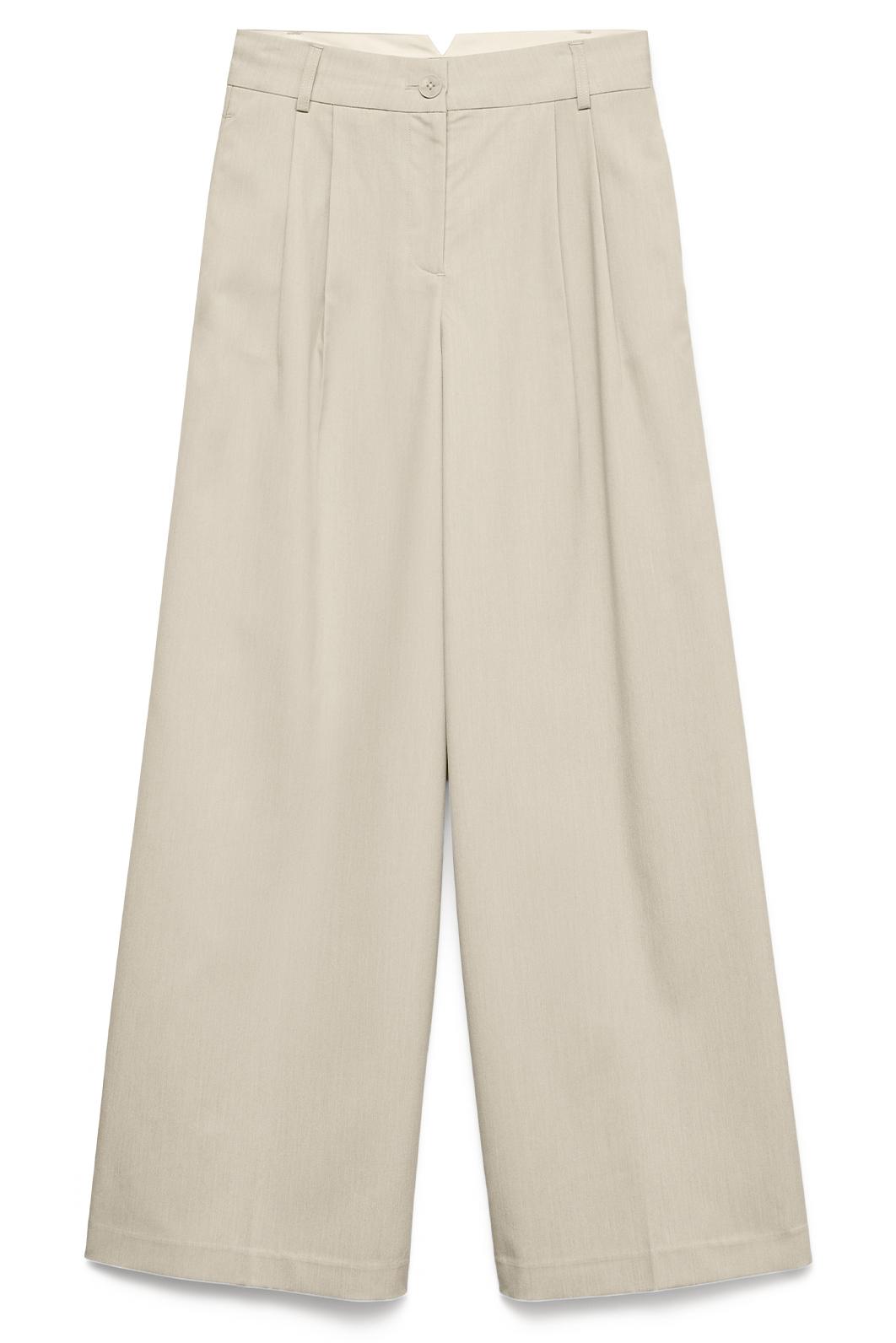 BÉŽOVÉ ŠIROKÉ KALHOTY S VYSOKÝM PASEM