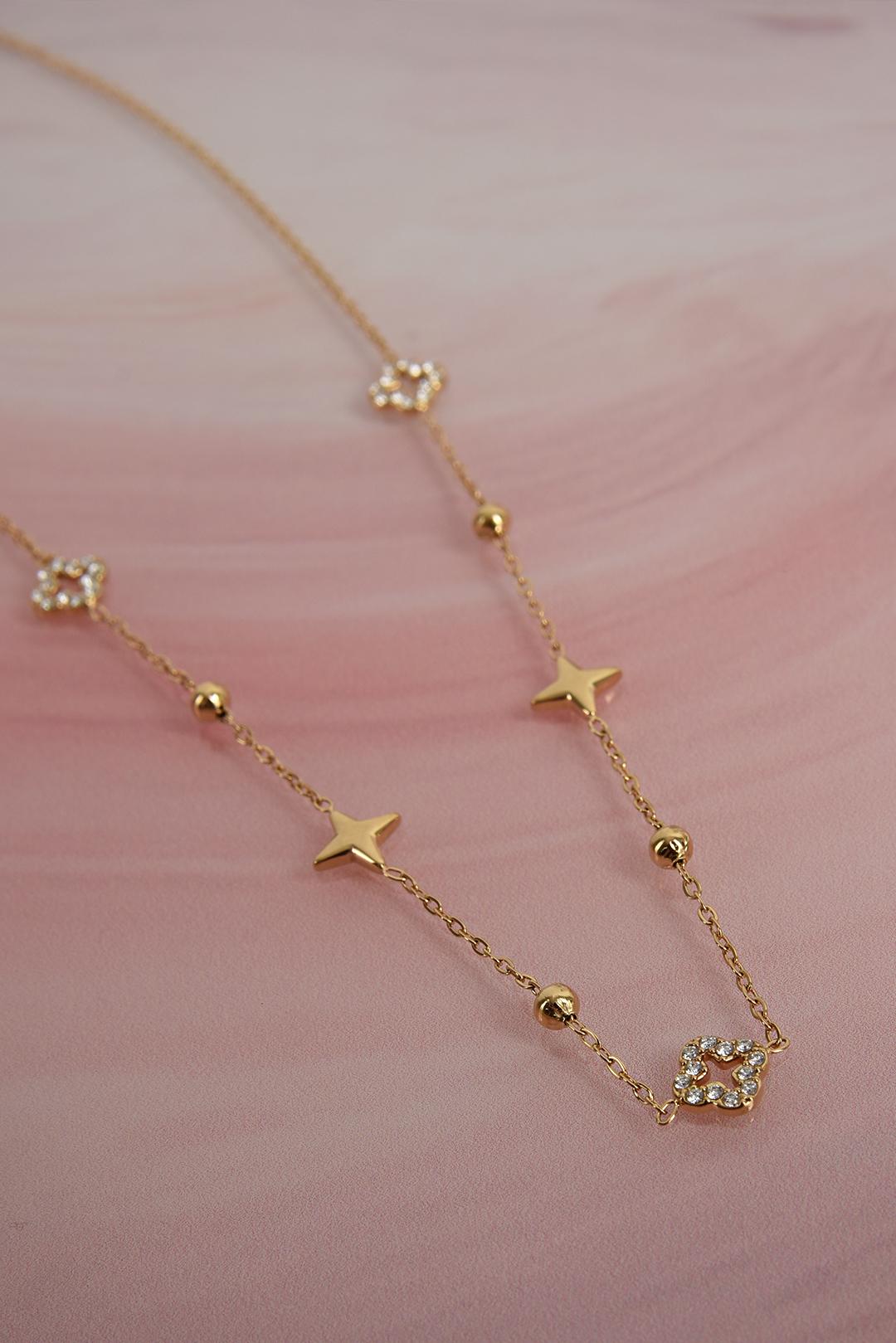 ŘETÍZEK Z CHIRURGICKÉ OCELI SE ČTYŘLÍSTKOVÝM ORNAMENTEM PECA del SOL