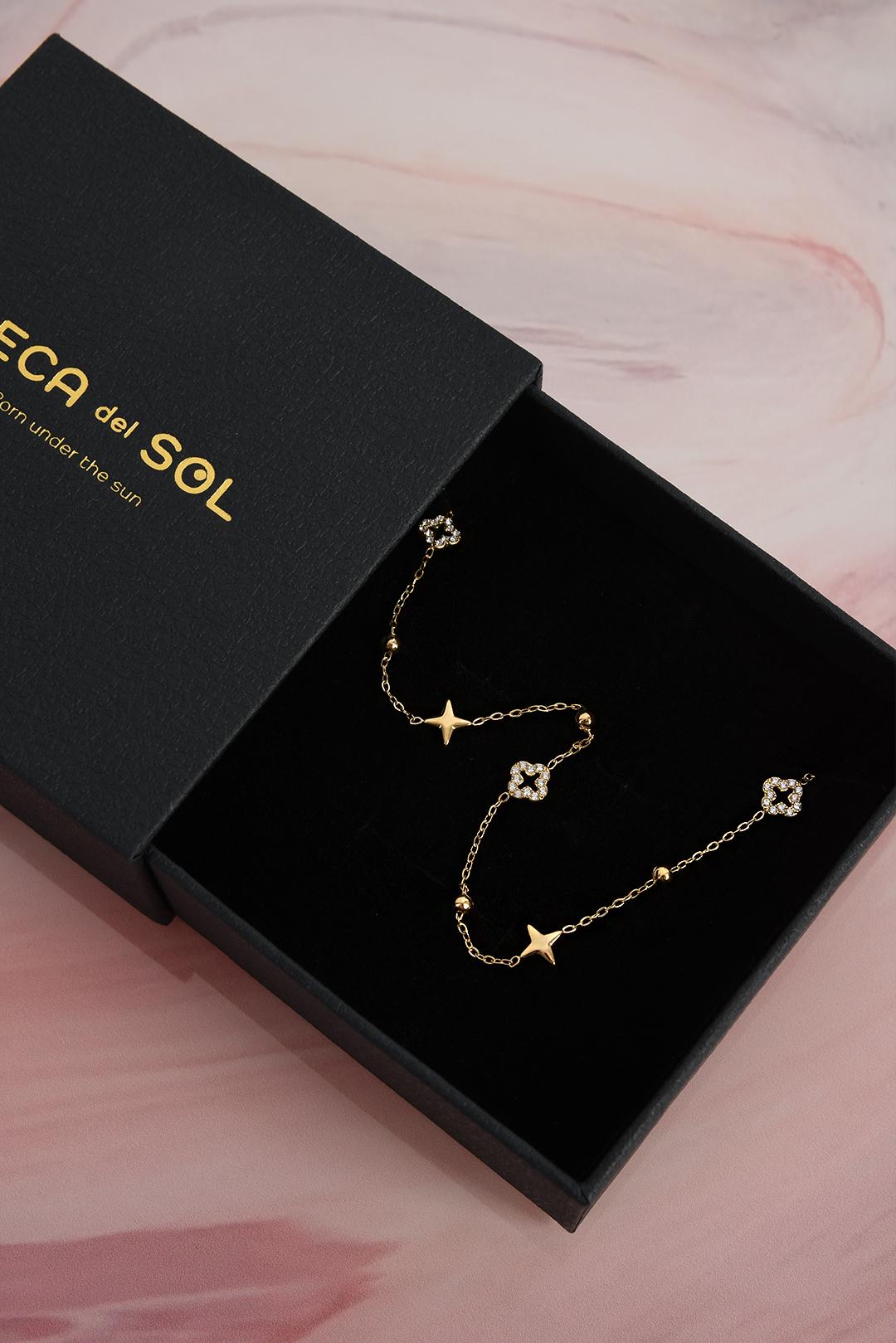 ŘETÍZEK Z CHIRURGICKÉ OCELI SE ČTYŘLÍSTKOVÝM ORNAMENTEM PECA del SOL