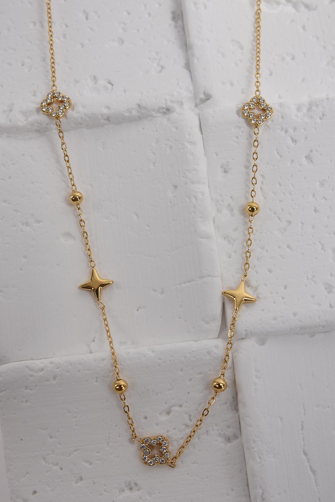 ŘETÍZEK Z CHIRURGICKÉ OCELI SE ČTYŘLÍSTKOVÝM ORNAMENTEM PECA del SOL