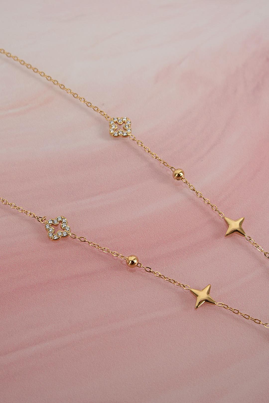 ŘETÍZEK Z CHIRURGICKÉ OCELI SE ČTYŘLÍSTKOVÝM ORNAMENTEM PECA del SOL