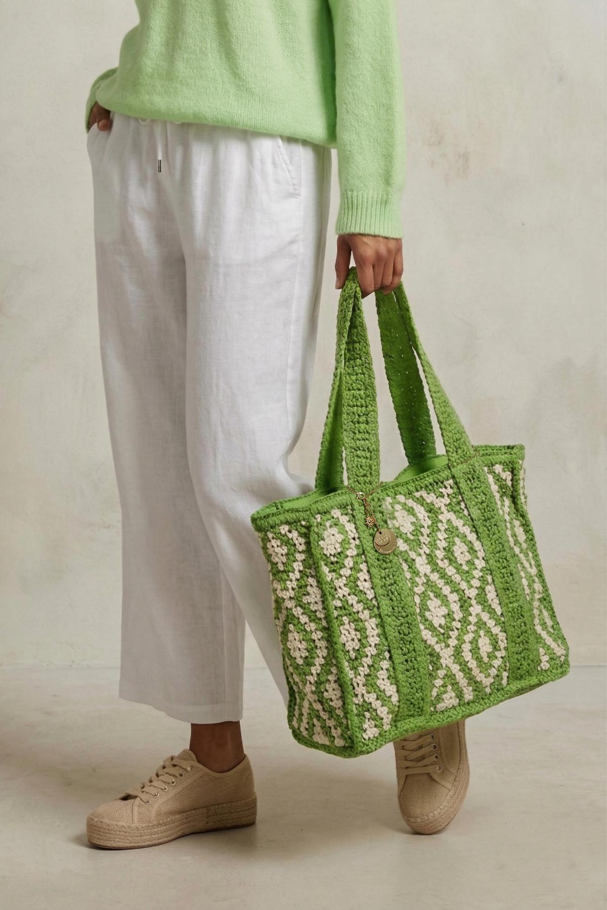 ZELENÁ SLAMĚNÁ TAŠKA SHOPPER  Solara bag