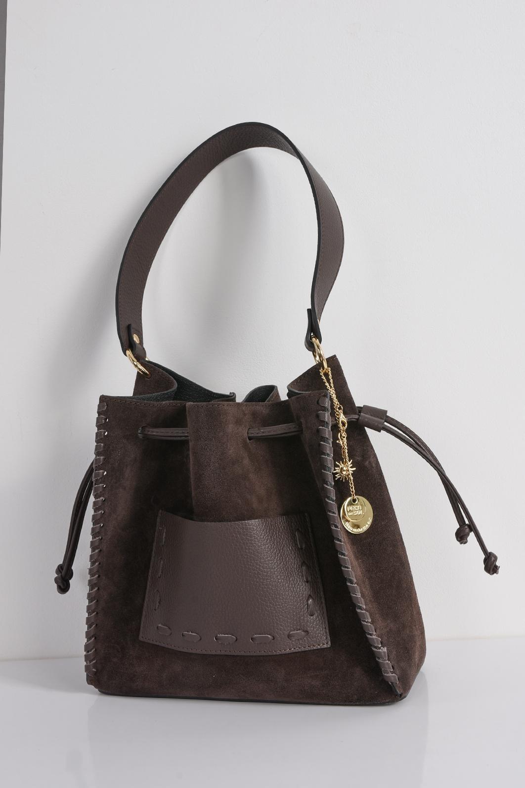 HNĚDÁ KOŽENÁ KABELKA BUCKET BAG  Dark Chocolate