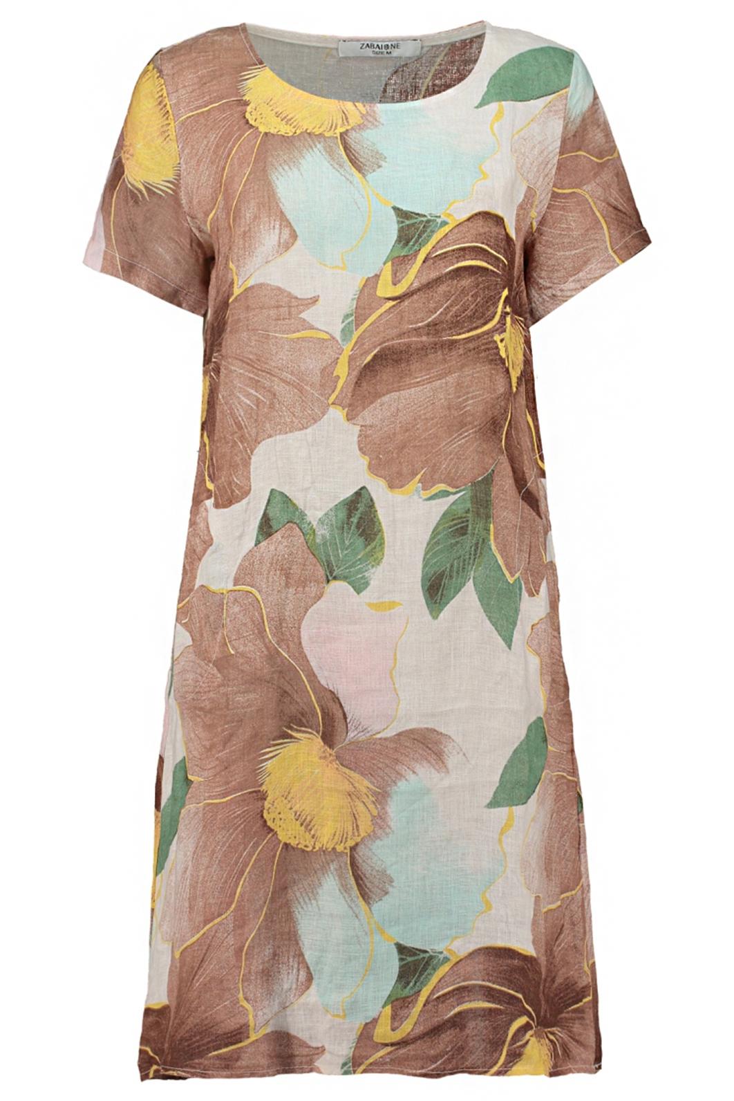 LNĚNÉ ŠATY S KVĚTINOVÝM MOTIVEM