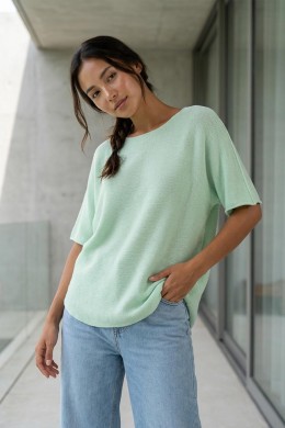 [PDS496] MENTOLOVĚ ZELENÝ SVETŘÍK S KRÁTKÝM RUKÁVEM