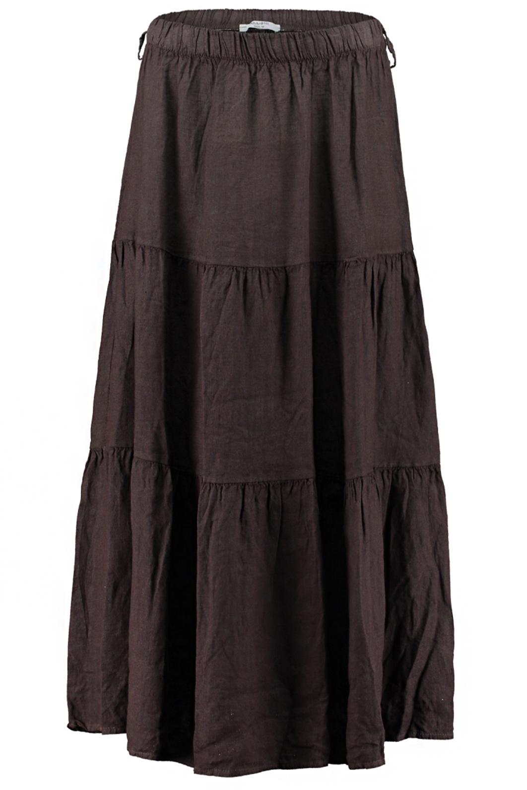 LNĚNÁ SUKNĚ DLOUHÁ HNĚDÁ