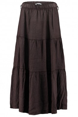 [ZAB138] LNĚNÁ SUKNĚ DLOUHÁ HNĚDÁ