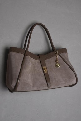 [PDS503] SOFT TOTE BAG VELKÁ KABELKA Z BROUŠENÉ KŮŽE Brown Suede