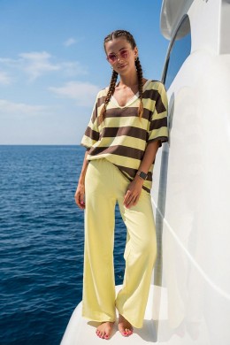 [PDS508] ŠIROKÉ TEPLÁKY DÁMSKÉ ŽLUTÉ