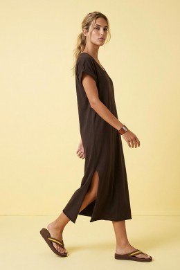 [PDS513] HNĚDÉ TRIČKOVÉ ŠATY DLOUHÉ