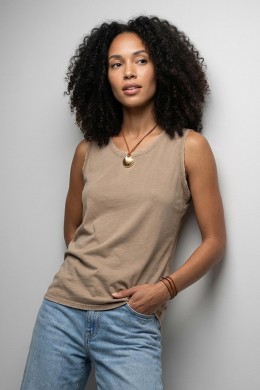 [PDS514] BÉŽOVÉ DÁMSKÉ TÍLKO SE ŠIROKÝMI RAMÍNKY