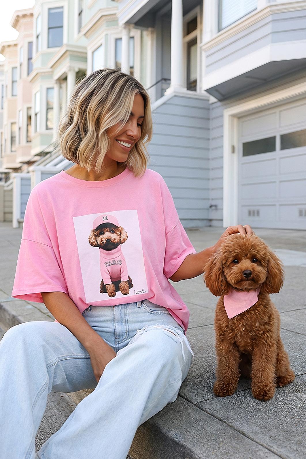 RŮŽOVÉ TRIČKO S TOY PUDLEM