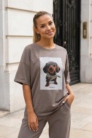 TAUPE TRIČKO S JEZEVČÍKEM PECA del SOL