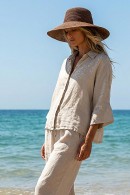 LNĚNÁ HALENKA DÁMSKÁ PÍSKOVÁ PECA del SOL Natural