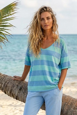 [PDS528] DÁMSKÉ PRUHOVANÉ TRIČKO S KRÁTKÝM RUKÁVEM